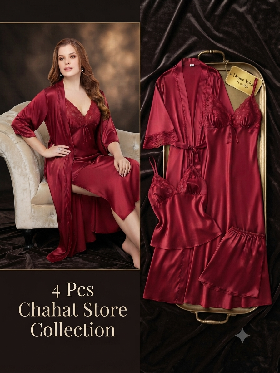 Bridal Silk & Satin 4-Piece Nightwear Collection