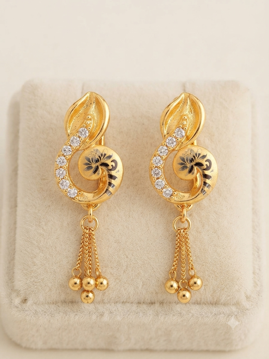 Royal Gold Floral Meenakari Drop Earrings | Chahat Collection