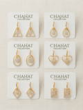 Elegant Gold-Plated Zircon Drop Earrings Collection – 6 Geometric Designs