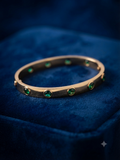Luxury Gold-Plated Bangle with Emerald Green Zircon Crystals