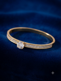Elegant Gold Plated Floral Zircon Bangle Bracelet for Women