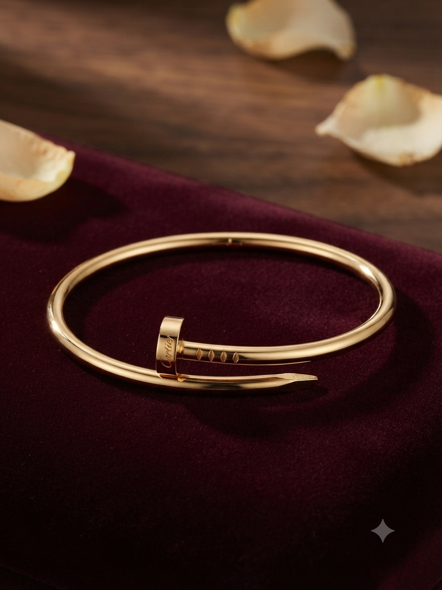 Elegant Gold Nail Bangle Bracelet for Women