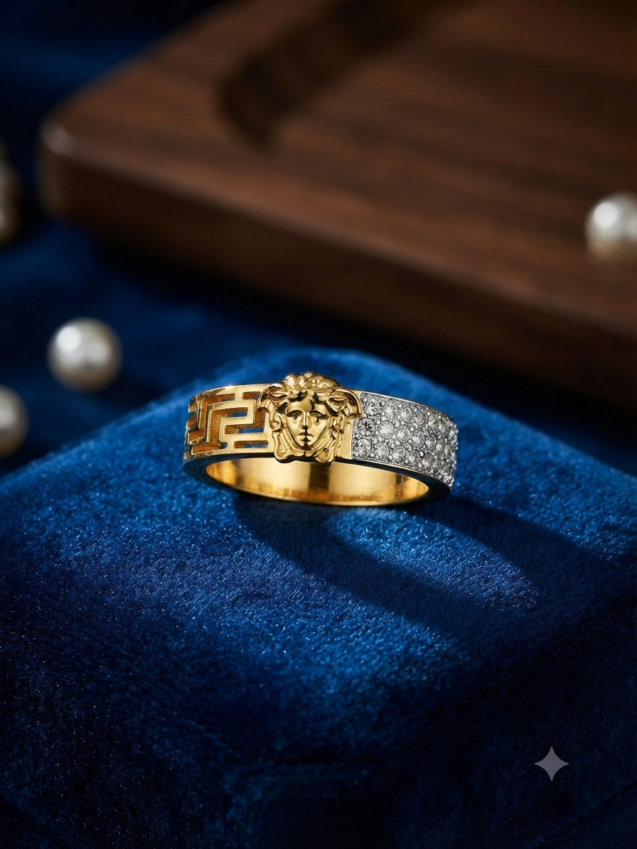 Royal Medusa Gold Plated Zircon Ring for Men/Women