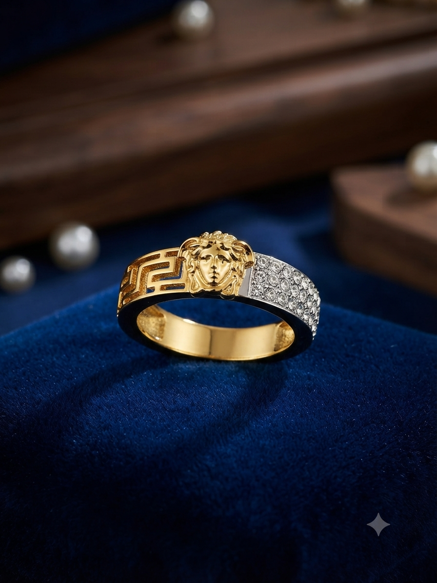 Royal Medusa Gold Plated Zircon Ring for Men/Women