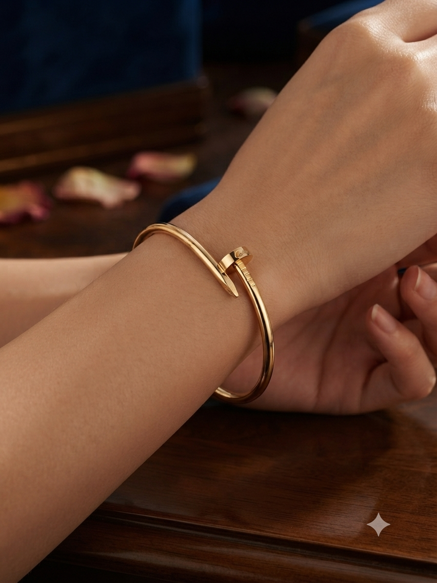 Elegant Gold Nail Bangle Bracelet for Women