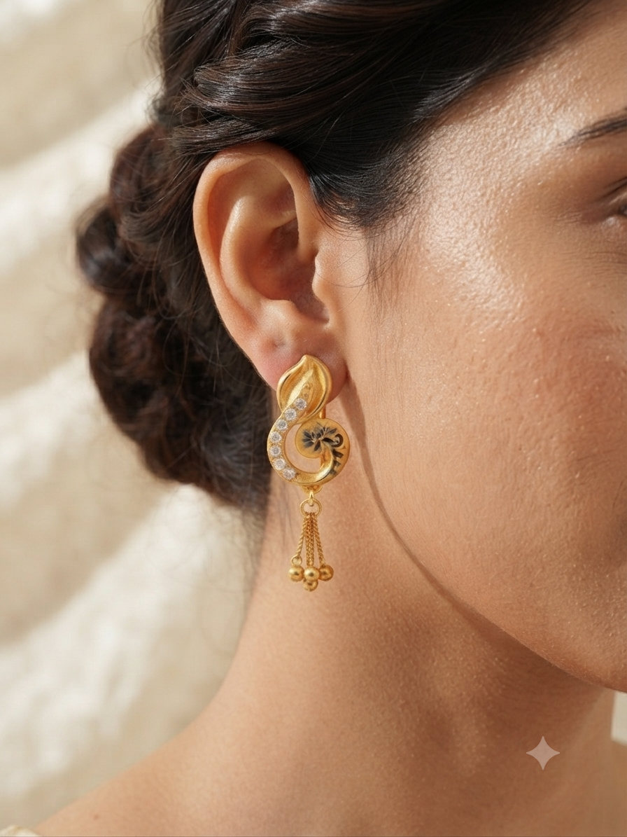 Royal Gold Floral Meenakari Drop Earrings | Chahat Collection
