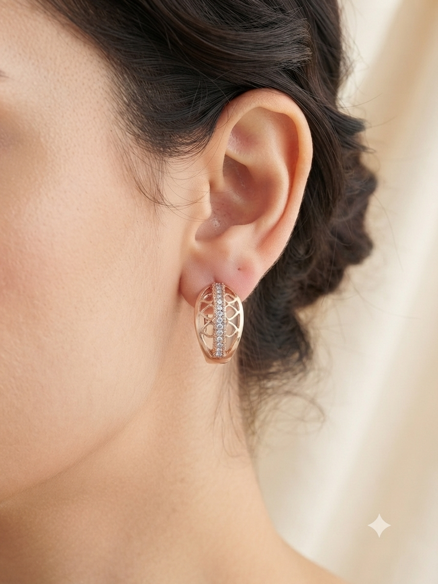 Royal Lattice Stone Stud Earrings | Chahat Collection