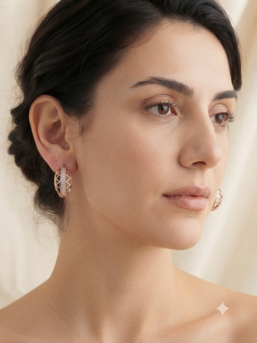 Royal Lattice Stone Stud Earrings | Chahat Collection