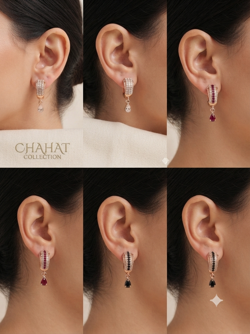 Elegant Curved Crystal Huggie Earrings with Teardrop Ston