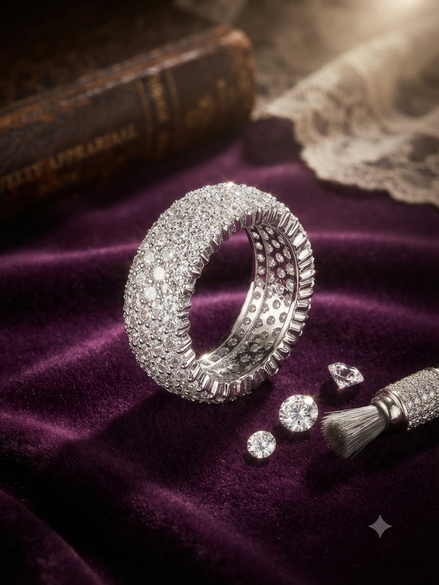 Luxurious Wide Pavé Diamond Statement Ring