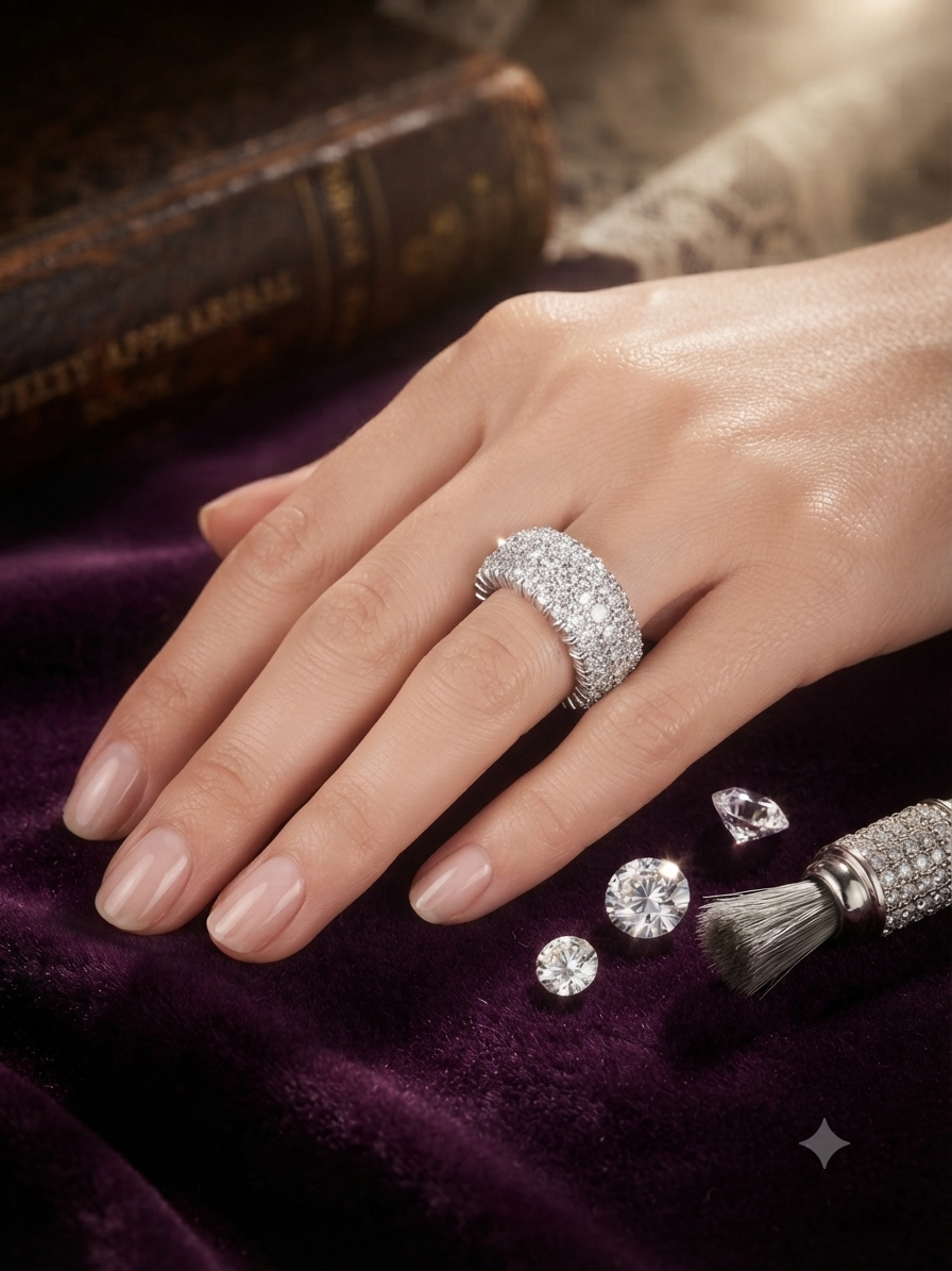 Luxurious Wide Pavé Diamond Statement Ring