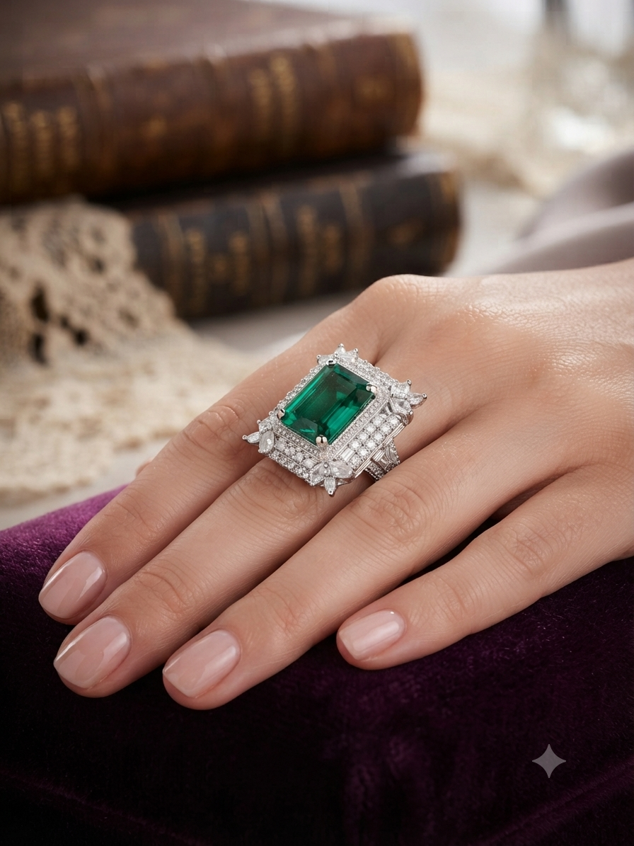 Royal Emerald Statement Ring