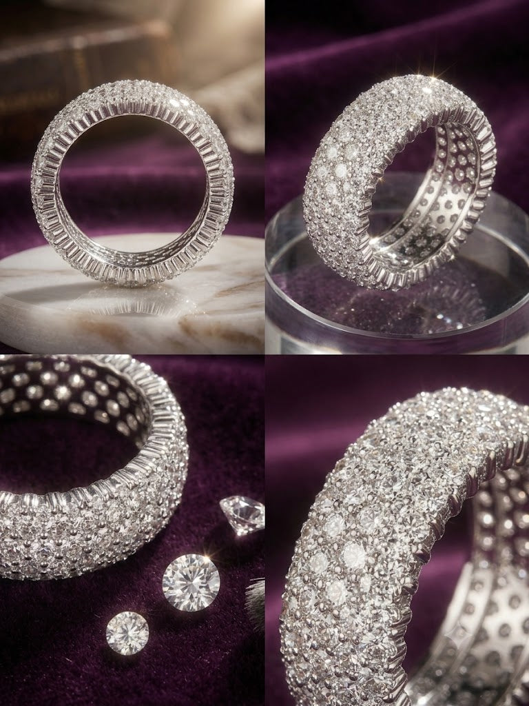 Luxurious Wide Pavé Diamond Statement Ring