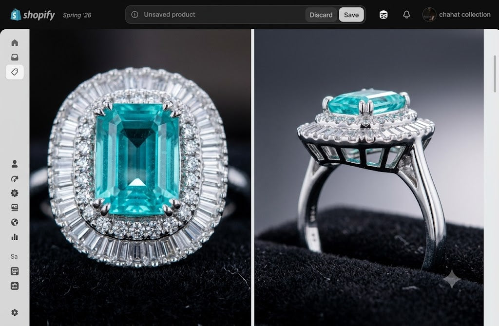 Royal Emerald-Cut Aqua Blue Halo Ring