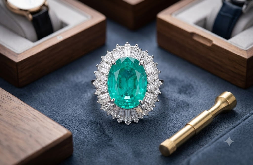 Royal Aqua Oval Halo Ring