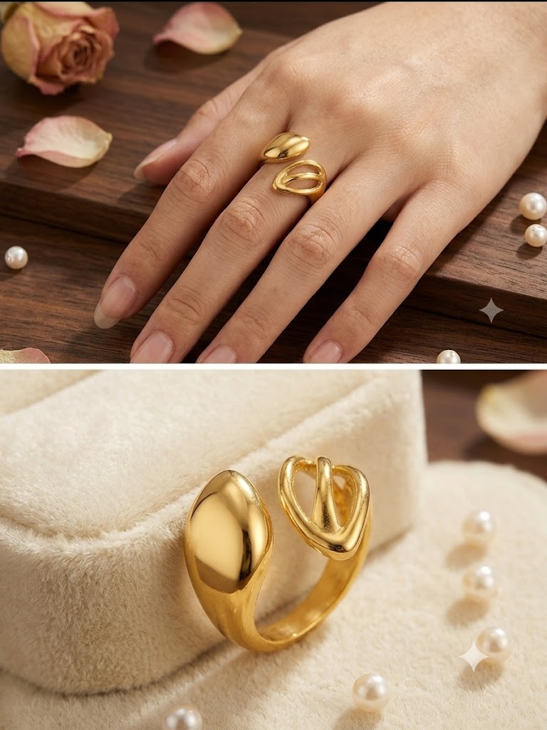 Chic Sculptural Organic Adjustable Ring for Women